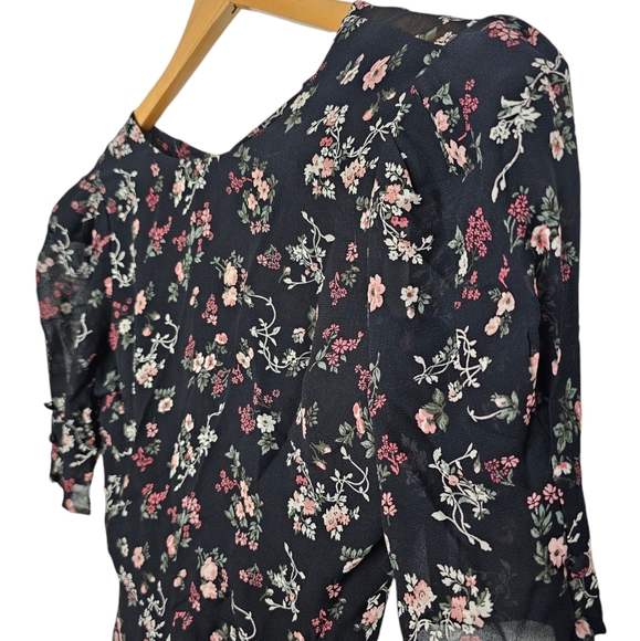 Reformation Jolene Mini Floral Dress Black Size 0 - Picture 4 of 8
